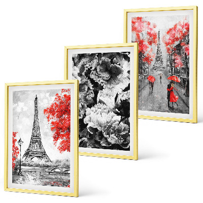 Set tablouri decorative Picturi gri pe Turnul Eiffel