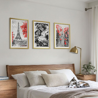 Set tablouri decorative Picturi gri pe Turnul Eiffel