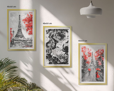 Set tablouri decorative Picturi gri pe Turnul Eiffel