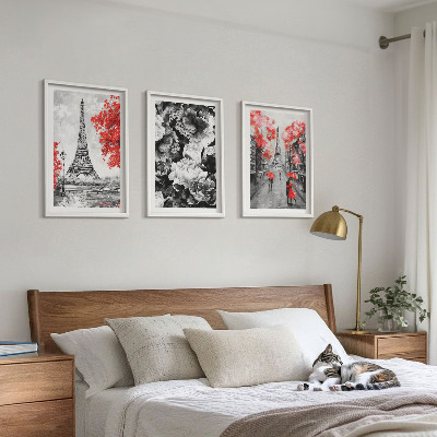 Set tablouri decorative Picturi gri pe Turnul Eiffel