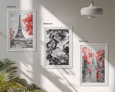 Set tablouri decorative Picturi gri pe Turnul Eiffel