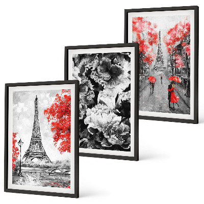 Set tablouri decorative Picturi gri pe Turnul Eiffel
