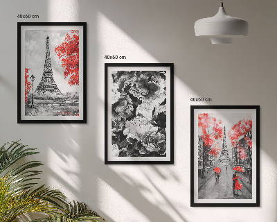 Set tablouri decorative Picturi gri pe Turnul Eiffel