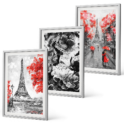 Set tablouri decorative Picturi gri pe Turnul Eiffel