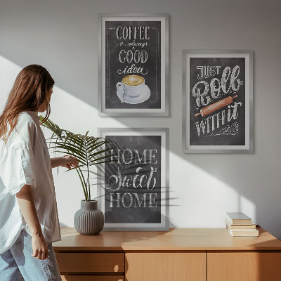 Set tablouri pentru dormitor Căldură acasă cu rolă de cafea