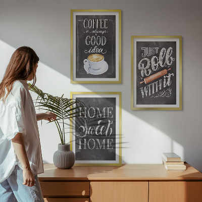 Set tablouri pentru dormitor Căldură acasă cu rolă de cafea