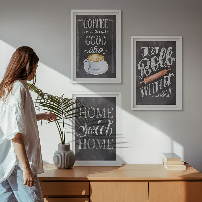 Set tablouri pentru dormitor Căldură acasă cu rolă de cafea