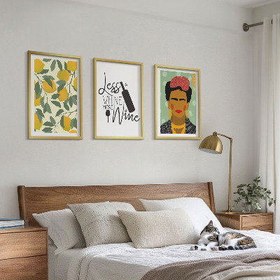 Set tablouri decorative Portretul Fridei cu vin și lămâi