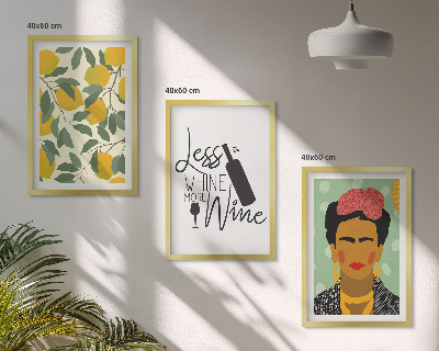 Set tablouri decorative Portretul Fridei cu vin și lămâi