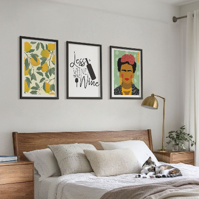 Set tablouri decorative Portretul Fridei cu vin și lămâi