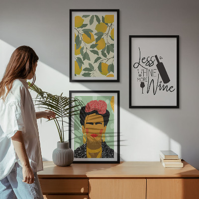 Set tablouri decorative Portretul Fridei cu vin și lămâi