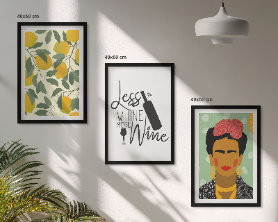 Set tablouri decorative Portretul Fridei cu vin și lămâi