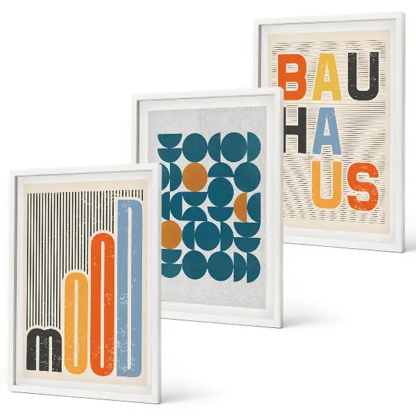 Set tablouri pentru dormitor cu modele geometrice Bauhaus