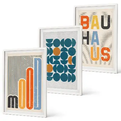 Set tablouri pentru dormitor cu modele geometrice Bauhaus