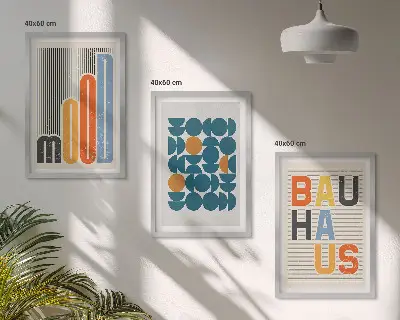 Set tablouri pentru dormitor cu modele geometrice Bauhaus