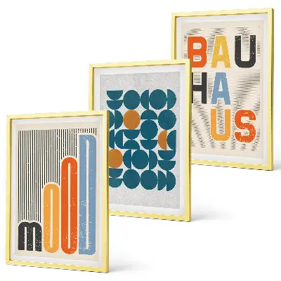 Set tablouri pentru dormitor cu modele geometrice Bauhaus