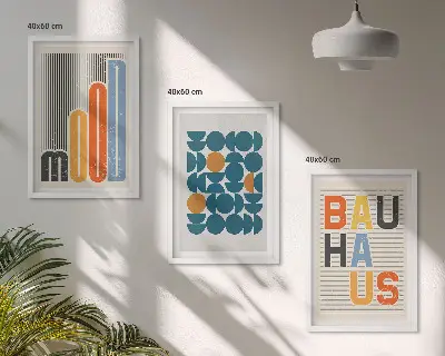 Set tablouri pentru dormitor cu modele geometrice Bauhaus
