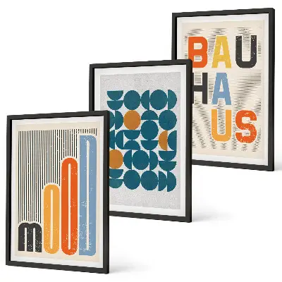 Set tablouri pentru dormitor cu modele geometrice Bauhaus