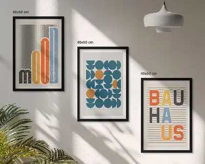 Set tablouri pentru dormitor cu modele geometrice Bauhaus