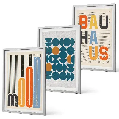 Set tablouri pentru dormitor cu modele geometrice Bauhaus