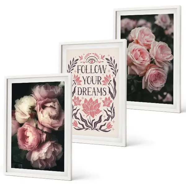 Set tablouri decorative cu inscripție vise și trandafiri vintage
