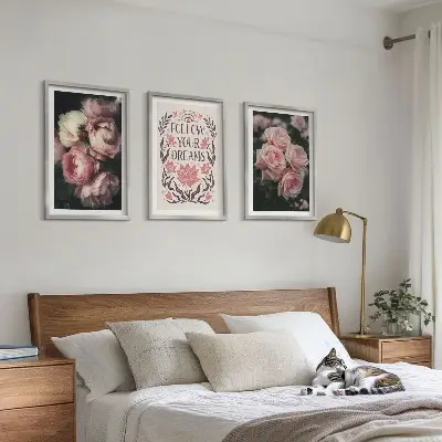 Set tablouri decorative cu inscripție vise și trandafiri vintage
