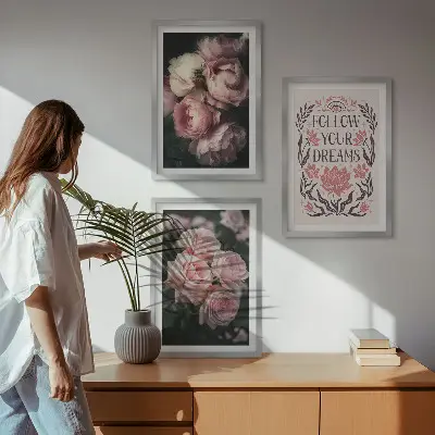 Set tablouri decorative cu inscripție vise și trandafiri vintage