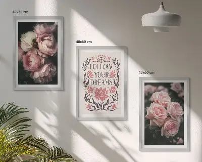Set tablouri decorative cu inscripție vise și trandafiri vintage