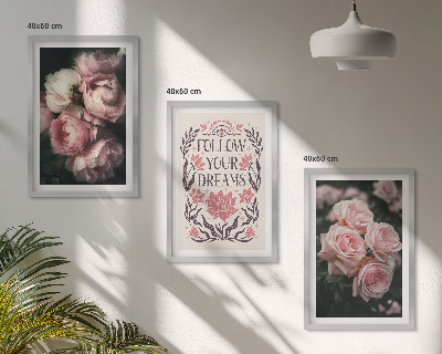 Set tablouri decorative Inscripție vise trandafiri vintage