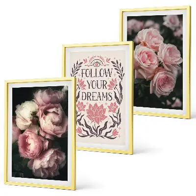 Set tablouri decorative cu inscripție vise și trandafiri vintage
