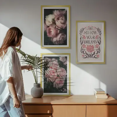 Set tablouri decorative cu inscripție vise și trandafiri vintage