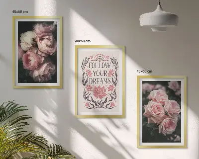Set tablouri decorative cu inscripție vise și trandafiri vintage