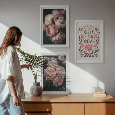 Set tablouri decorative cu inscripție vise și trandafiri vintage