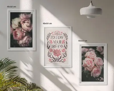 Set tablouri decorative cu inscripție vise și trandafiri vintage