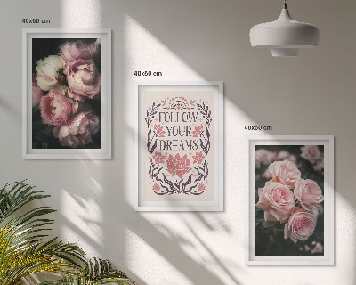 Set tablouri decorative Inscripție vise trandafiri vintage