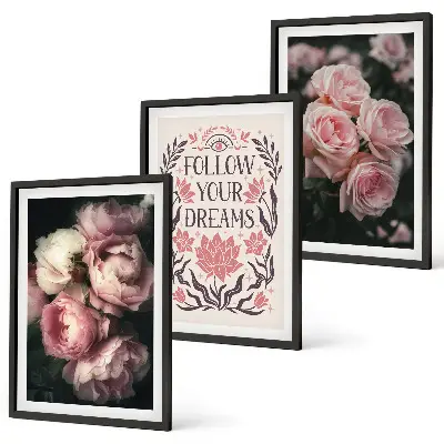 Set tablouri decorative cu inscripție vise și trandafiri vintage