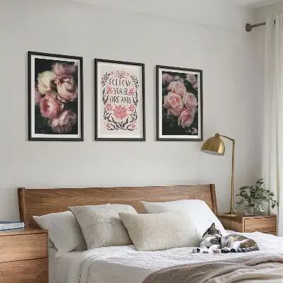 Set tablouri decorative cu inscripție vise și trandafiri vintage