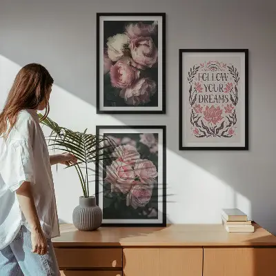 Set tablouri decorative cu inscripție vise și trandafiri vintage