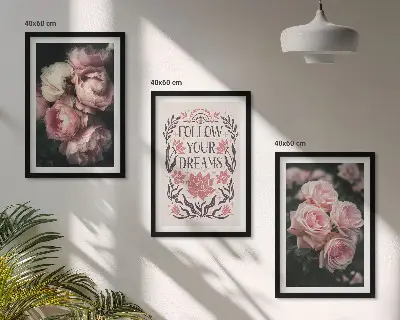 Set tablouri decorative cu inscripție vise și trandafiri vintage