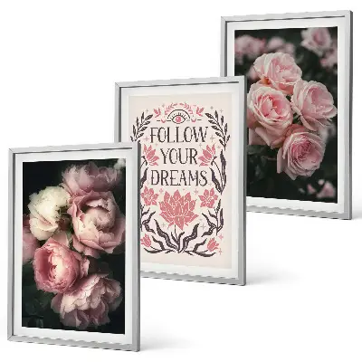 Set tablouri decorative cu inscripție vise și trandafiri vintage