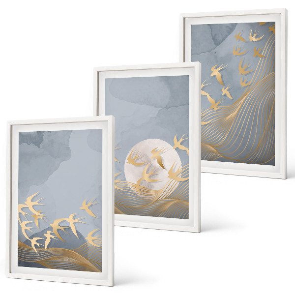 Set tablouri decorative Păsări care zboară pe cer