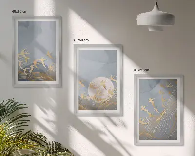 Set tablouri decorative cu păsări care zboară pe cer