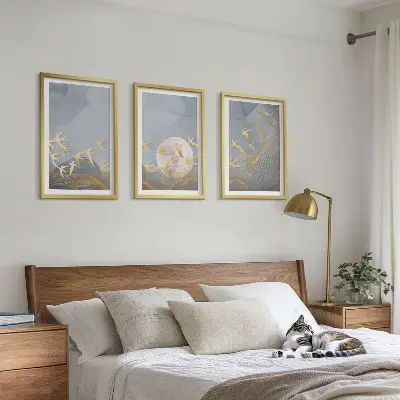 Set tablouri decorative cu păsări care zboară pe cer