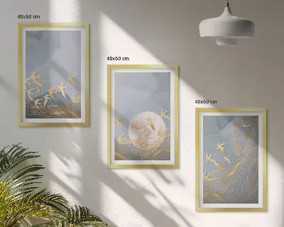 Set tablouri decorative cu păsări care zboară pe cer