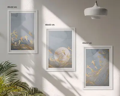 Set tablouri decorative cu păsări care zboară pe cer