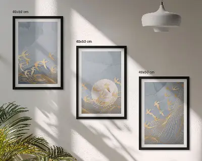Set tablouri decorative cu păsări care zboară pe cer