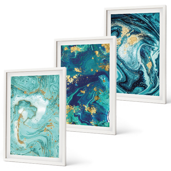 Set tablouri pentru dormitor Abstracție de vopsea turcoaz