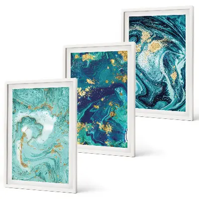 Set tablouri pentru dormitor cu model abstract în nuanțe de turcoaz
