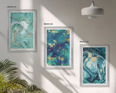 Set tablouri pentru dormitor cu model abstract în nuanțe de turcoaz