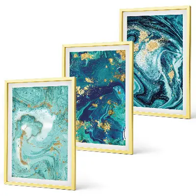 Set tablouri pentru dormitor cu model abstract în nuanțe de turcoaz